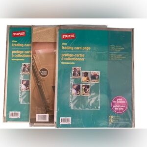 Staples Trading Card Pages Set of 2 and In Place Trading Card Pages 3.5 Mil. NEW